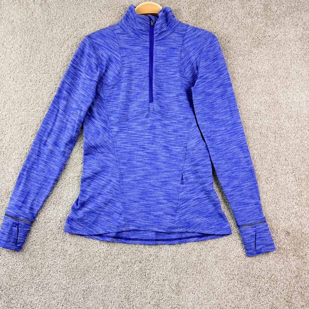 Lululemon 1/2 Zip Pullover Long Sleeve Size 8 Blue Space Dye Athletic Running